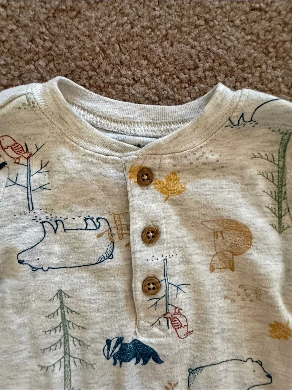 Carter's Set - Beige Forest Print Top with Mustard Pants Kids